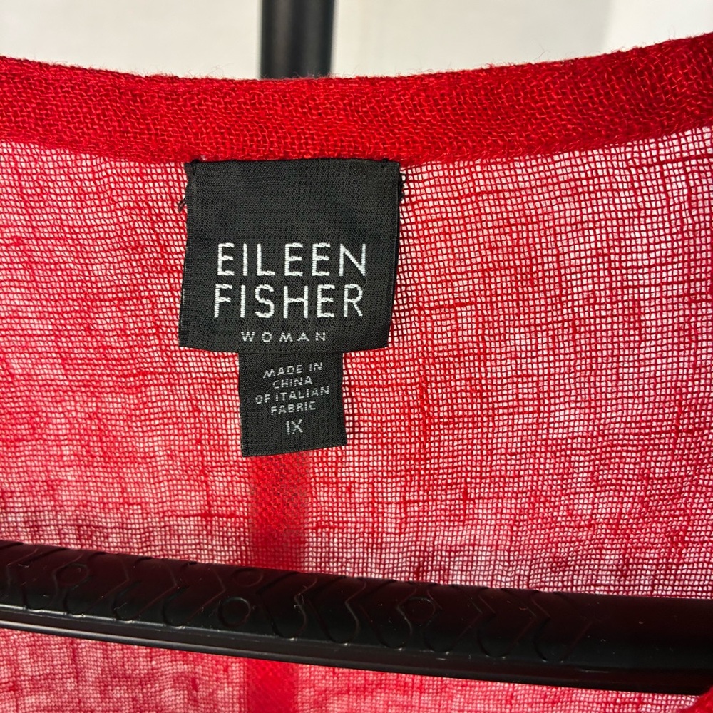 Eileen Fisher 100% Linen Red Button Front Tunic 1X - Picture 5 of 7